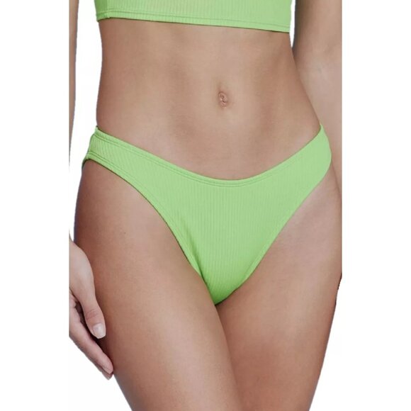 Wild Fable - Women's Ribbed High Leg Cheeky Bikini Bottom-Green-Extra Small(0-2) - Picture 1 of 12